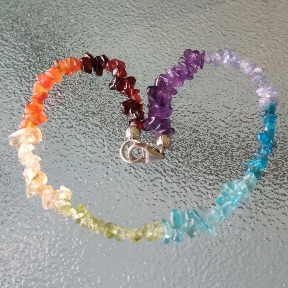 Rainbow gemstone anklet (#162) NWOT